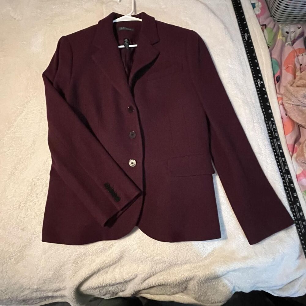 Lauren Ralph Lauren Blazer Women 16 Purple Wool Short Lined Single-Breasted
